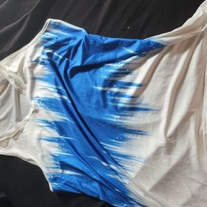 A blue and white tank top